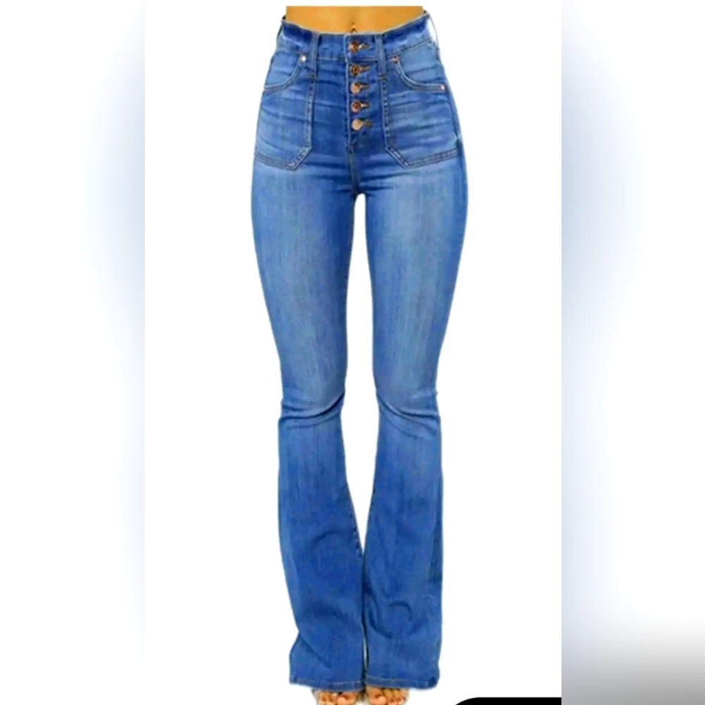 Button Front Stretch Jeans